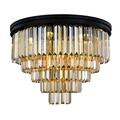 Glowflow 1231F32MB-GT-RC Sydney 17 Light Flush Mount Royal Cut Crystals - Matte Black GL2957904